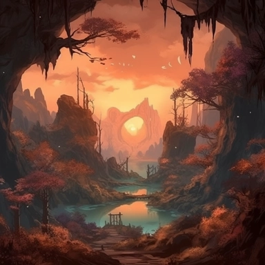 realistic clipart of enchanted curse landscape, digital painting