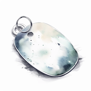 Watercolor dog tag clipart, white isolated background, space out, hd
