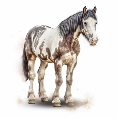 clydesdale horse horse. foal in the style of digital airbrushing realistic yet stylized, digitally enhanced, clipart, 32k uhd, detailed crosshatching white background