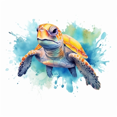 watercolour illustration free brushstrokes, beautiful and joyful, baby turtle, mark brooks, naturecore, animal clipart, isolated on a white background