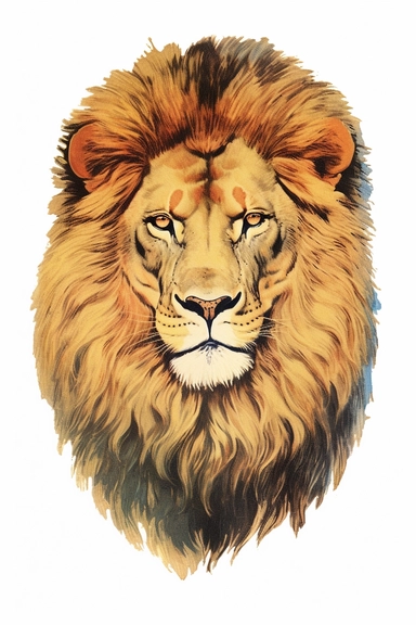 Vintage 1920 lion portrait Illustration , Chromolithograph, Die Cut, 1920s Illustration, Vintage, Chromolithograph, Colorful, Antique, Ephemera, Clipart, 8k, Isolated on white