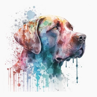 Labrador Retriever head Watercolor Clipart, drip effect, clean white background, 16K Colors, clean white background