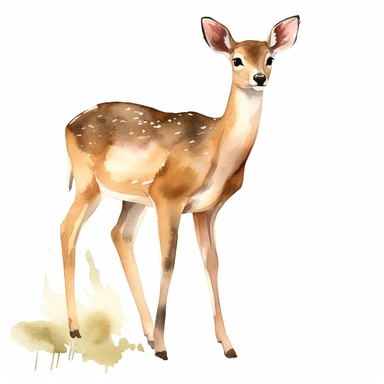 doe clipart, watercolour style, full body