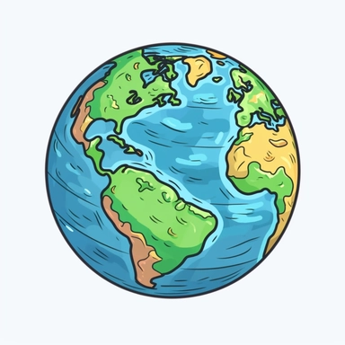 earth clipart, cartoon style, no background