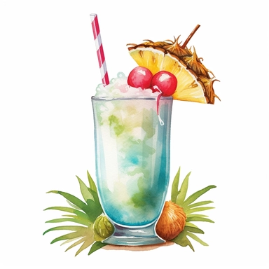 watercolor pina colada cocktail clipart - watercolor summer drinks - summer clipart single design