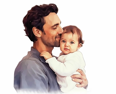 Fathers Day Clipart, grown son cherishing father, white background, 32k, High quality, Detail, True Photo, Hyper-realistic 32k, Canon R6