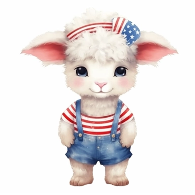 very cute 4th of july themed baby lamb clipart