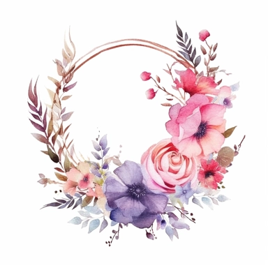wedding invitation with border, Boho Flower, Watercolor Floral Clipart Bouquet, Digital clipart, white background, wedding invitation style