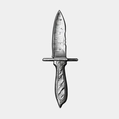 knife,sticker, vintage,minimal lines, minimalism, black and white, clipart
