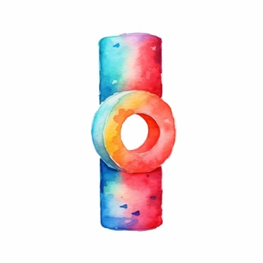 watercolor colorful clipart of a bright pool noodle, hd, on white background