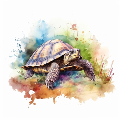 watercolour illustration free brushstrokes, beautiful and joyful, turtle, mark brooks, naturecore, animal clipart, isolated on a white background