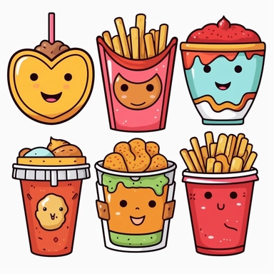 Cute kawaii fast food pairs clip art set, valentines food clip art, food pair, food couple, food duos, drinks clipart, love clip art, food PNG
