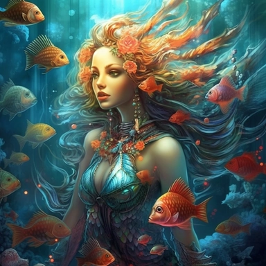 the most beautiful ethereal mermaid colorful, fish, ocean life, hyper detailed, high defenition, highlights, clip art