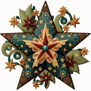 folk art star clipart art