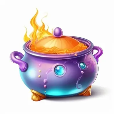 cute semi-realistic 3d wizard's magic cauldron clipart, isolated on white background
