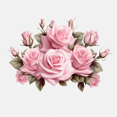 a single clipart image png graphic of a Hyper Realistic Painting Clipart Pink Roses Crown PNG Illustration