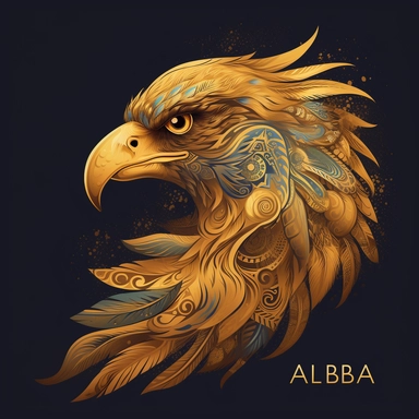 vector art, logo design, Golden Eagle drawing,Golden Eagle clipart, transparent background, 4k quality, flawless drawing , Alebrije, abstract, Illustrators, by Sabbas Apterus