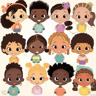Kids Clipart Children Clipart Boy Clipart Girl Clip Art Kid Character Clipart Children Cartoon Clipart Set African American Cute Kid Clipart