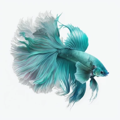 turquoise betta fish, light watercolor clipart, isolated on white background, James Jean and Peter Mohrbacher, no text, no captions