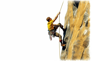 Rock climbing, clipart, white background, cartoon ,