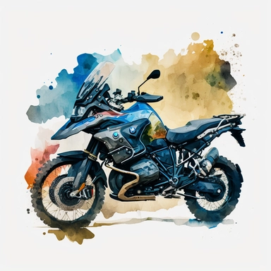 bmw gs, clipart, simplistic, watercolour, mountain