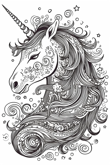 cute unicorn playing depicted in the style of clipart, white background, vector lines, in the style of a coloring book, thick, clear,lines, black and white,