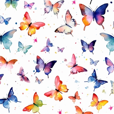 cute butterflies, clipart, white background, watercolor, page border style--q2--v5.1--s1000