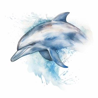 watercolor happy dolphin clipart, blue whale clipart , original hand drawing, style of the artwork, mood of the artwork, white background, 8K quality, ultra detailed , clipart, white background, High Quality, ultra detailed