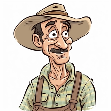 a clipart illustration of a Farmer cartoon style, white background
