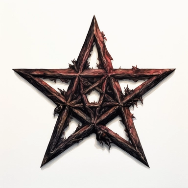 hyperrealistic high detailed dark academia fall pentagram, acryl watercolor clipart, white background