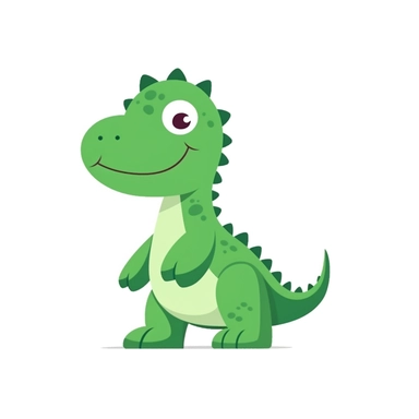 a minimalist kids dinosaur green clipart cartoon white background