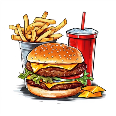 fast food single item clipart,on white background with margins