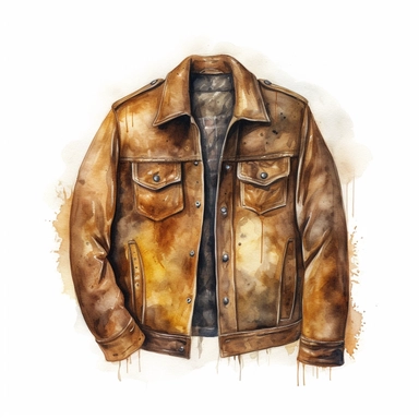 cowboy Leather jacket watercolor clip art on white background