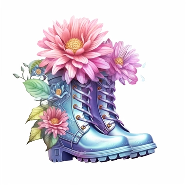 Pastel Beautiful Fairy Shoes Flower Clipart ,Cartoon,hyper realistic, intricate detail, illustration style,high solution,on the white background