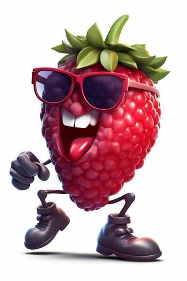 cool satrawberry clipart with feet cartoon, wearing sunglasses, with a mouth smiling with no background