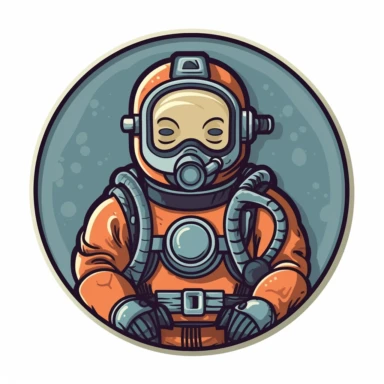 cartoon clipart icon of a scubadiver