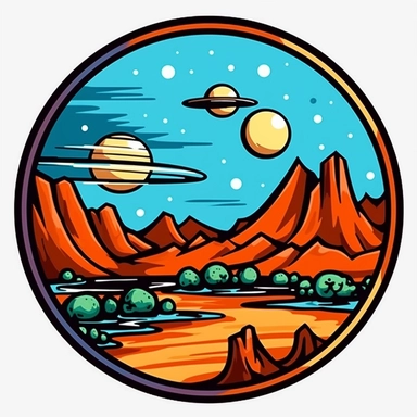 Alien planet clipart, clean lines, well defined, bold outline