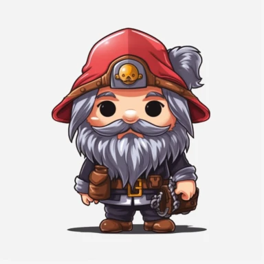 clipart, male kawaii Pirate gnome, kawaii Pirate gnome, isolated on white background, no background