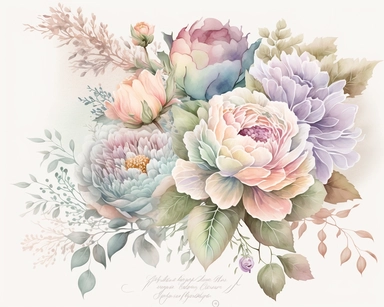 soft colorful pastel colored floral arrangement clipart, soft and subtle, colorful fairy pastel colors watercolor style, fawncore, pastel roses only, dreamy pastel colors, muted pastel colors, plain white background, use of fabric, excellent depth of shading in soft watercolor style, watercolor artwork, plain white background for transparent editing