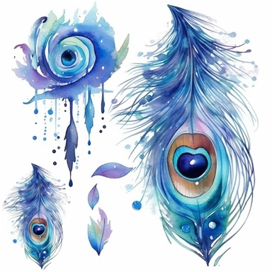 watercolor peacock clipart png graphics ,aquarelle fantasy sun catcher, feathers 8k,rain view - <@1115140997073096794> (fast)