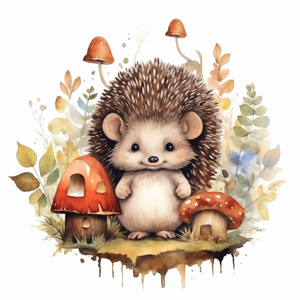 a majestic cute and adorable forest Hedgehog, forest, forest elements ...