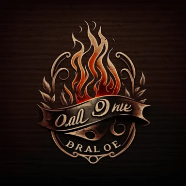 logo for Old Flame Radio with flames and smoke, simple, Clipart design