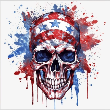 red white and blue american flag skull clipart
