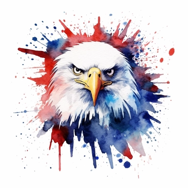 American flag, American, America Eagle, one nation under god, Clipart watercolor, architect, travel, firework,no watermark, text, brush , 300 DPI , typography, shapes do not stick together, no text in the picture, on a white background