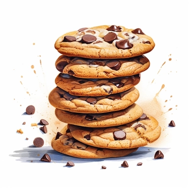 one cookies Arrange in layer clipart on a white background, cookies and free commercial use, hyperrealistic compositions, environmental awareness, dark white and dark bronze, text and emoji installations, textured illustrations, luminous watercolors , no watermark, text, words, paintbrush, 300 DPI, typography, the images do not stick together, no text in the picture, no text in the picture