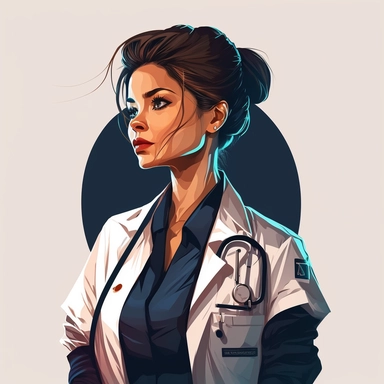 illustration of a female doctor, simple design, modern look, high resolution, clipart, 8k