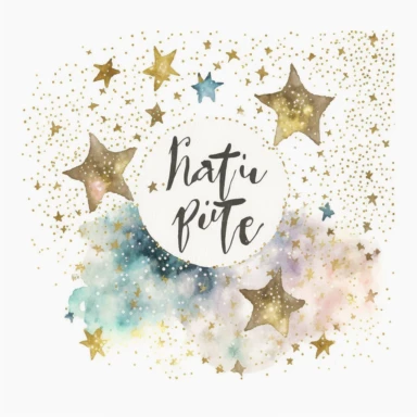 new years eve party, glitter, stars, watercolor, white background, clipart