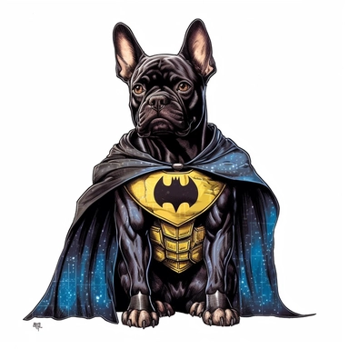 dog dressed as batman in the style of comic book superhero by Mark Brooks, clipart