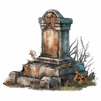 blank old Western grave headstone, no writing, rusty, dusty, watercolor, clipart, white background