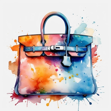watercolor Hermes Birkin bag clipart no background, 4K
